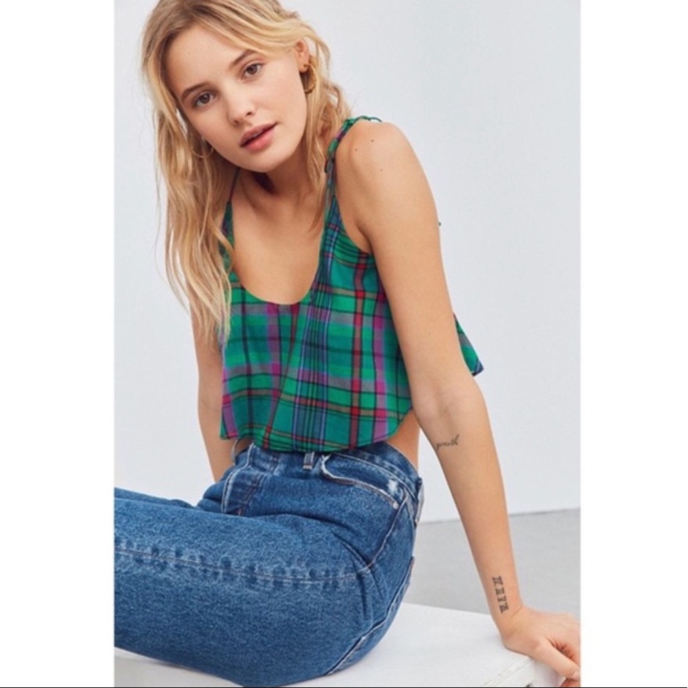 Urban Outfitters Plaid Green Crop Top